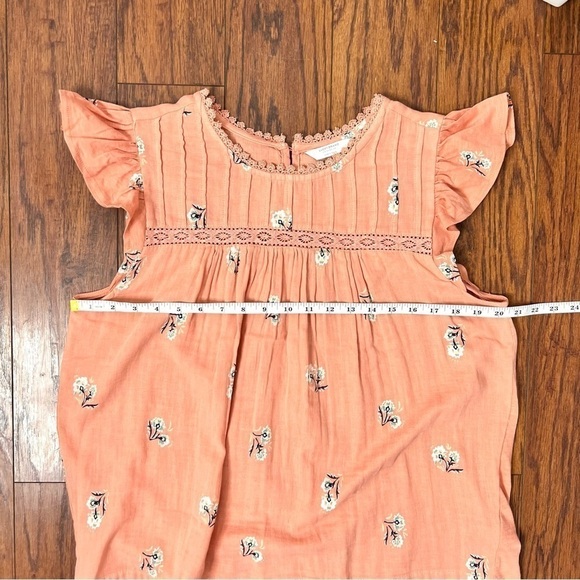 Lucky Brand Pink Crochet Floral Top Pleated Bodice Flutter Sleeve Size Large - Picture 15 of 17